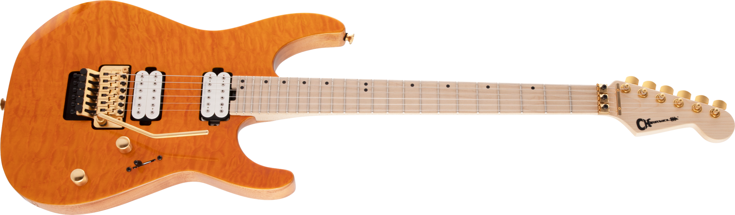 Charvel Pro-Mod DK24 FR Mahogany with Quilt Maple, Maple Fingerboard, Dark Amber