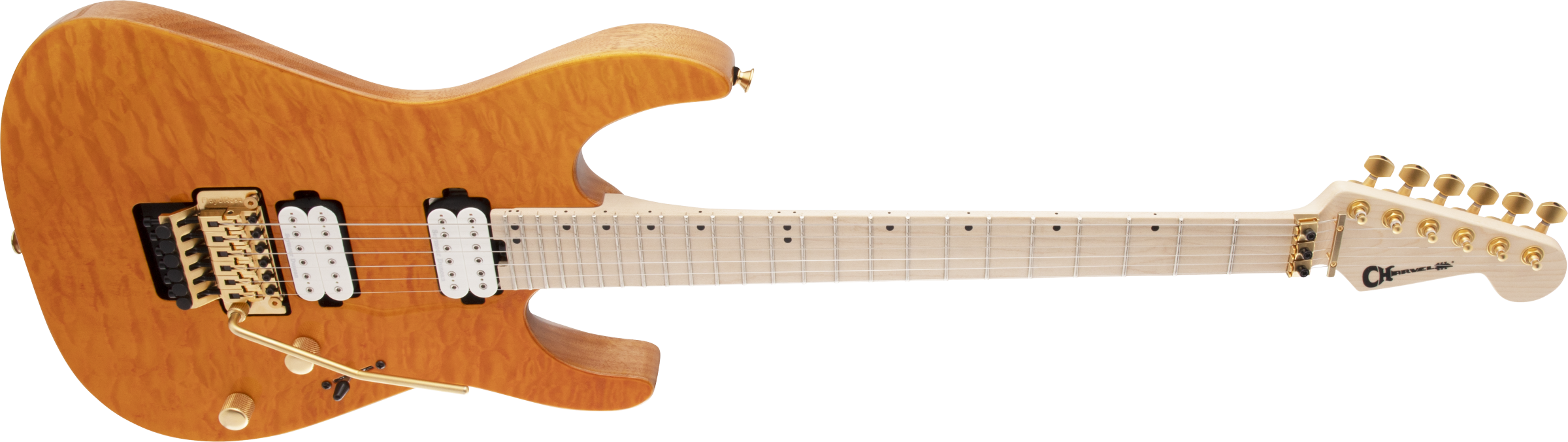 Charvel Pro-Mod DK24 FR Mahogany with Quilt Maple, Maple Fingerboard, Dark Amber