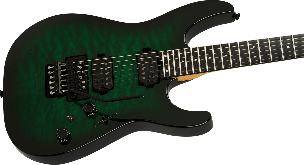 Charvel Pro-Mod Plus Dinky DK24 HH FR QM EB, Ebony Fingerboard, Cloaked Emerald Green