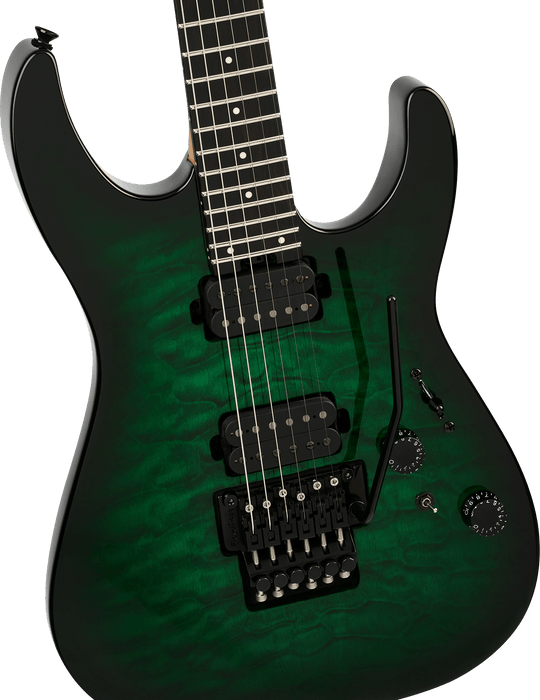 Charvel Pro-Mod Plus Dinky DK24 HH FR QM EB, Ebony Fingerboard, Cloaked Emerald Green