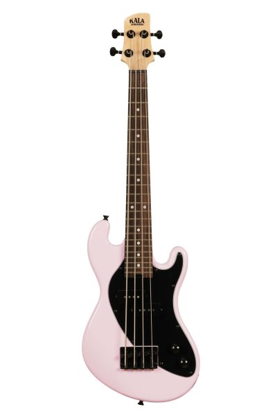 Kala Solid Body 4-String Fretted U-BASS With Gig Bag, Pale Pink