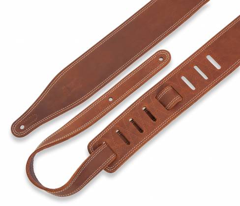 Levy's Like Butter Series 25" Wide Garment Leather Guitar Strap, Double Stitched Brown