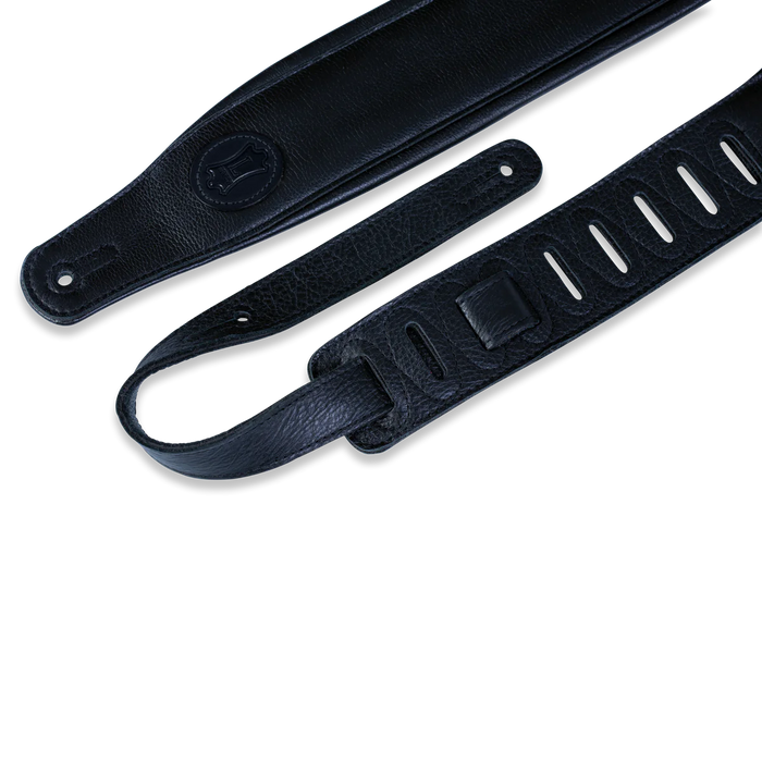 Levy's Signature Legacy Series 3" Wide Garment Leather Guitar Strap, Black on Black