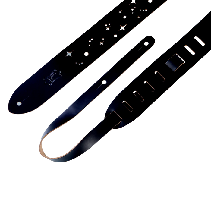 Levy's Punch Out Series 2" Wide Top-Grain Leather Guitar Strap, Black