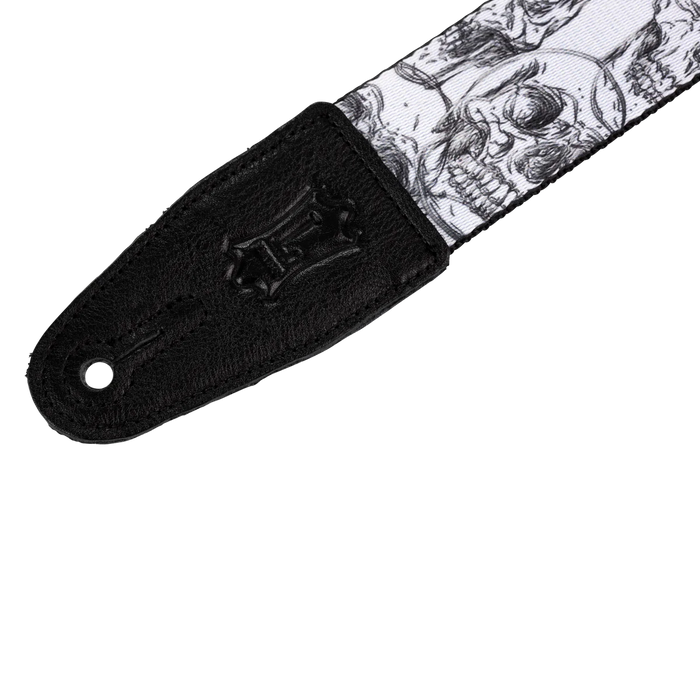 Levy's Skull Series 2" Wide Polyester Guitar Strap, White & Black Skulls
