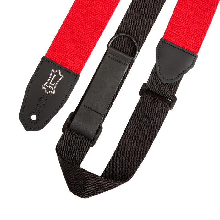 Levy's Cotton Right Height Series 2 inch Wide RipChord™ Guitar Strap, Red