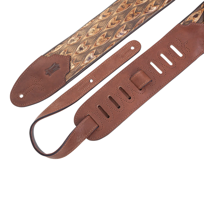 Levy's Sundance Series 3" Wide Embossed Leather Guitar Strap, Arrowhead Brown