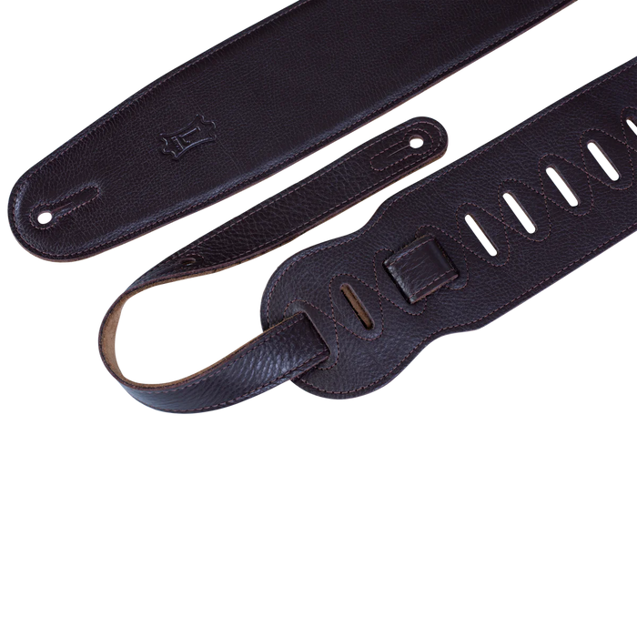 Levy's Heritage Crafted Series 3 1/2" Wide Garment Leather Bass Strap, Dark Brown