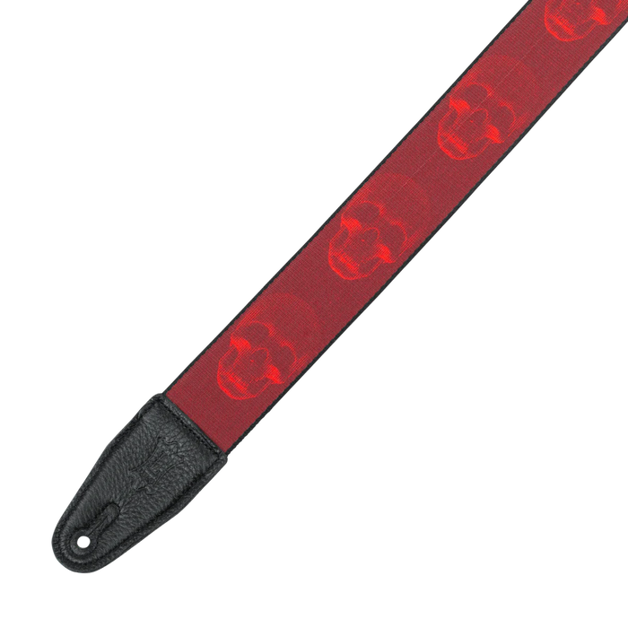 Levy's Skull Series Polyester Guitar Strap, Dark Red & Red Skull
