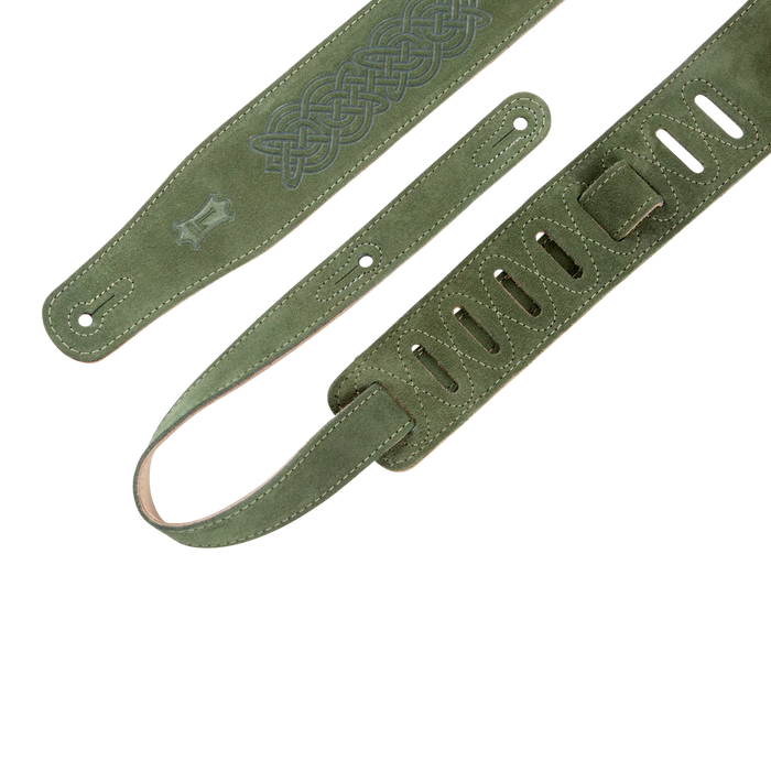 Levy's Celtic Embossed 2 1/2" Wide Leather Guitar Straps, Green
