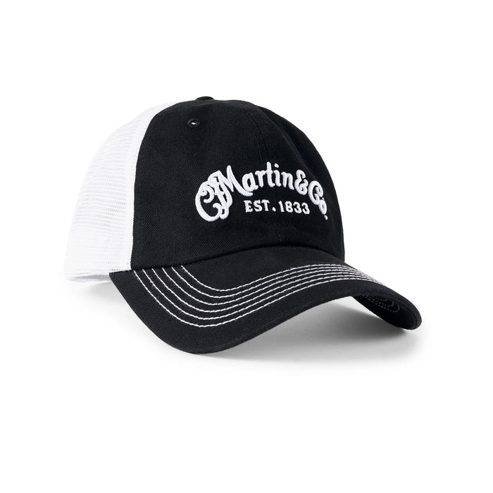 Martin Hat Ball Cap Mesh Script Logo,  Black and White