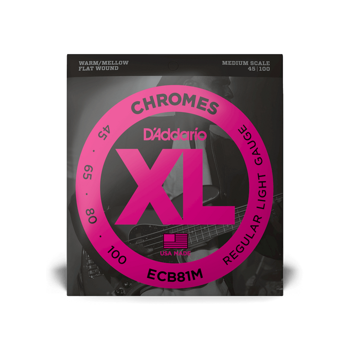 D'Addario ECB81M - Chromes Flat Wound MEDIUM SCALE 45-100