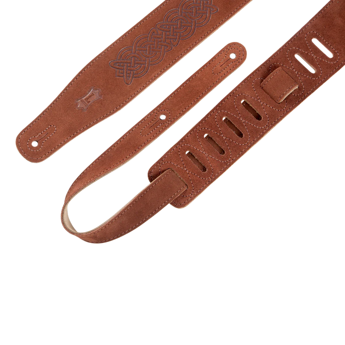 Levy's Celtic Embossed 2 1/2" Wide Leather Guitar Straps, Brown