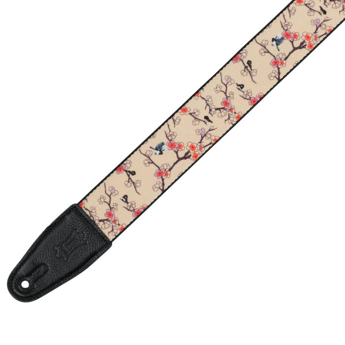 Levy's Nature Series Polyester Guitar Strap, Cherry Trees & Birds