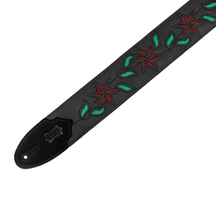 Levy's Leather Flowering Vine Series Leather Strap, Black & Red