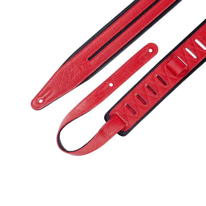 Levy's Double Racing Stripe Series 2 1/2" Wide Garment Leather Straps, Black & Red