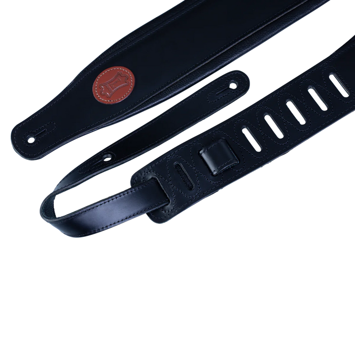 Levy's Signature Legacy Series 3" Wide Veg-tan Leather Guitar Strap, Black