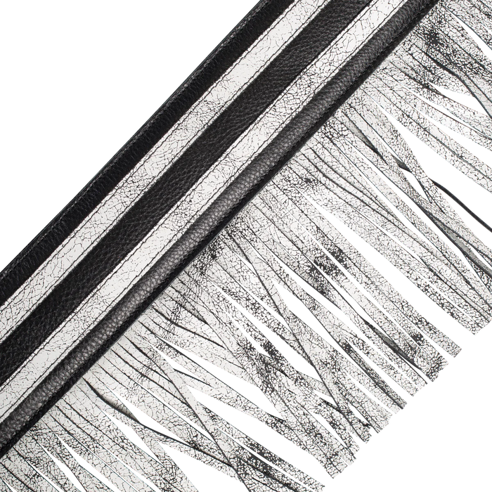 Levy's Fringe Leather Series 2 1/2 inch Wide Garment Leather Guitar Straps, Black & White