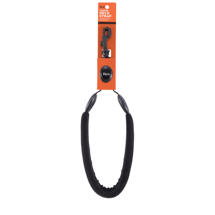 Rico Padded Strap W/Plastic Snap Hook for Soprano or Alto Sax - Black