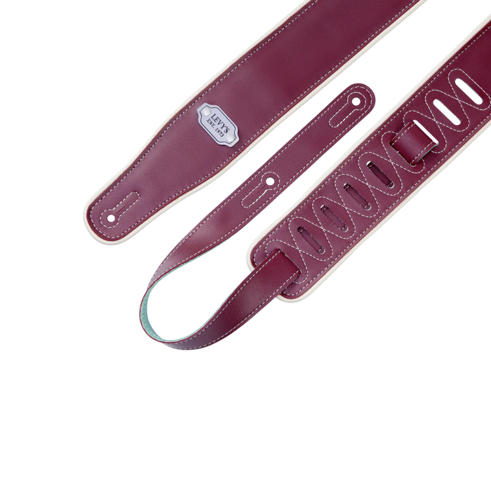 Levy's Reversible Vinyl Series 2 3/4" Wide Vinyl Guitar Strap, Burgundy & Seafoam