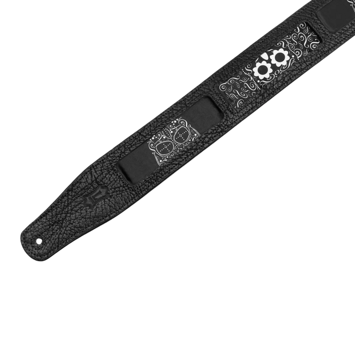 Levy's Calaca Leather Series Calaca Black Leather 25"Strap, Skulls
