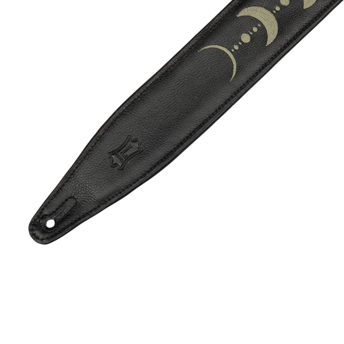 Levy's Moon Phases Series 25" Garment Leather Guitar Strap,  Black & Green