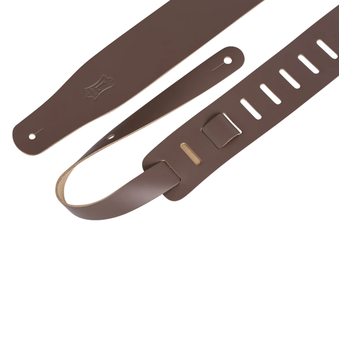 Levy's Streamline Leather Series 2 1/2" Wide Genuine Leather Guitar Strap, Brown