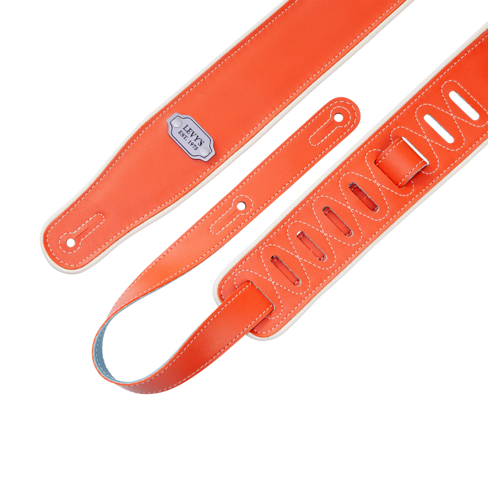 Levy's Reversible Vinyl Series 2 3/4" Wide Vinyl Guitar Strap, Orange & Teal