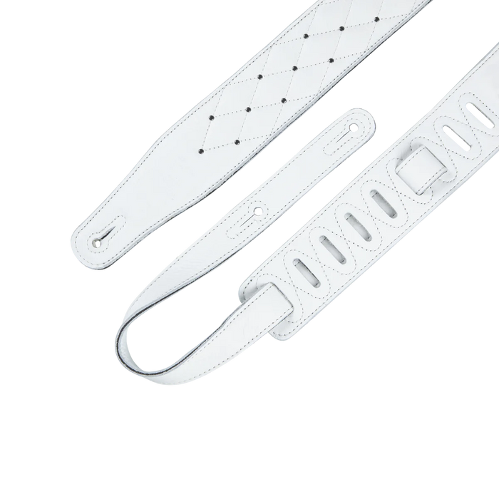 Levy's Rebel Leathers Series 2 1/2" Wide Garment Leather Guitar Straps, White tufted