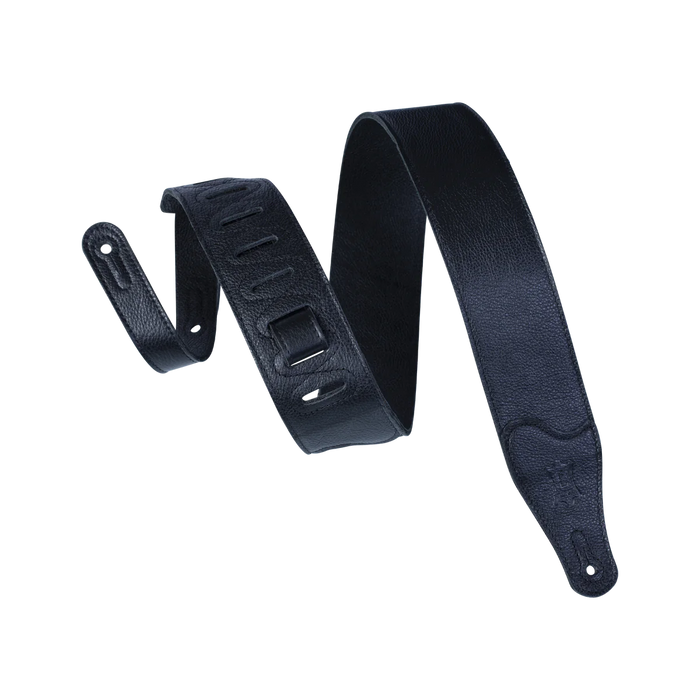 Levy's The Ebony Series 2 1/4" Wide Garment Leather Guitar Strap, Black
