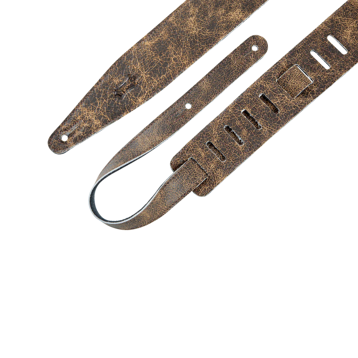 Levy's Distressed Leather Series 2 1/2" Wide Garment Leather Guitar Strap, Brown