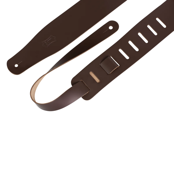 Levy's Streamline Leather Series 2 1/2" Wide Genuine Leather Guitar Strap, Dark Brown