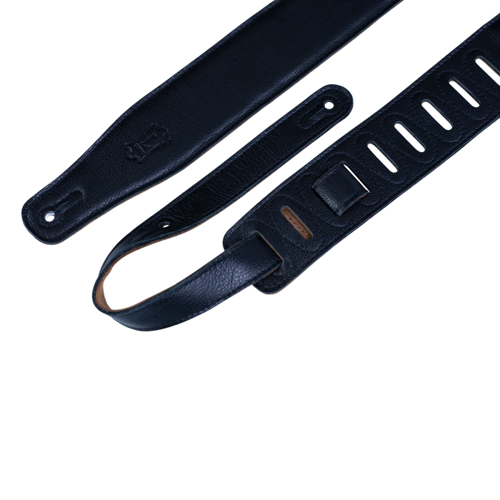 Levy's Staple Series 2 1/2" Wide Garment Leather Guitar Strap, Extra Long, Black