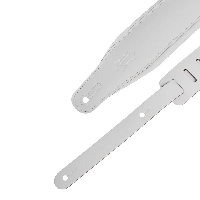 Levy's Amped Leather Series 3 inch Wide Top Grain Leather Guitar Strap, White