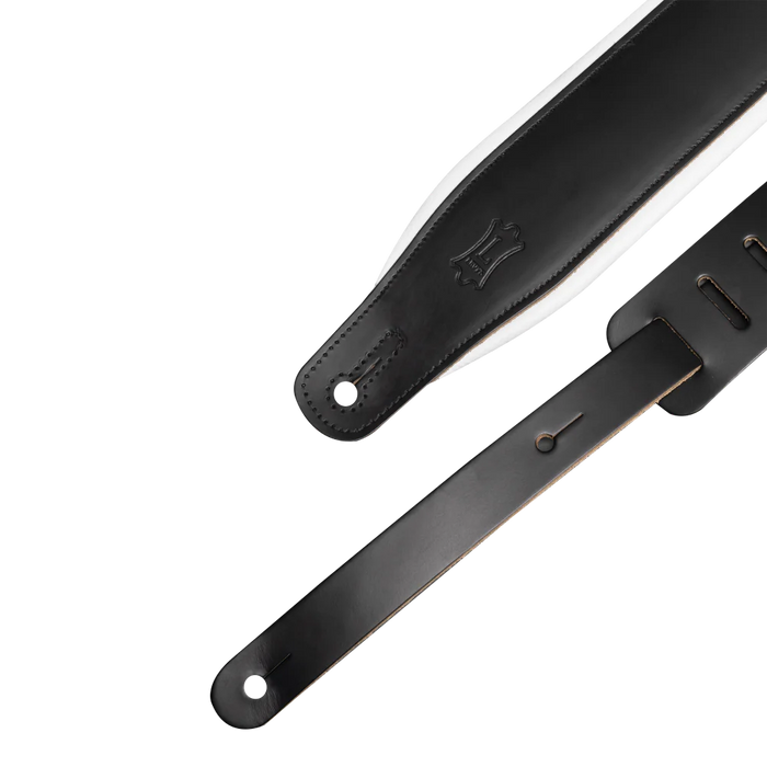 Levy's Amped Leather Series 3 inch Wide Top Grain Leather Guitar Straps, Black & White