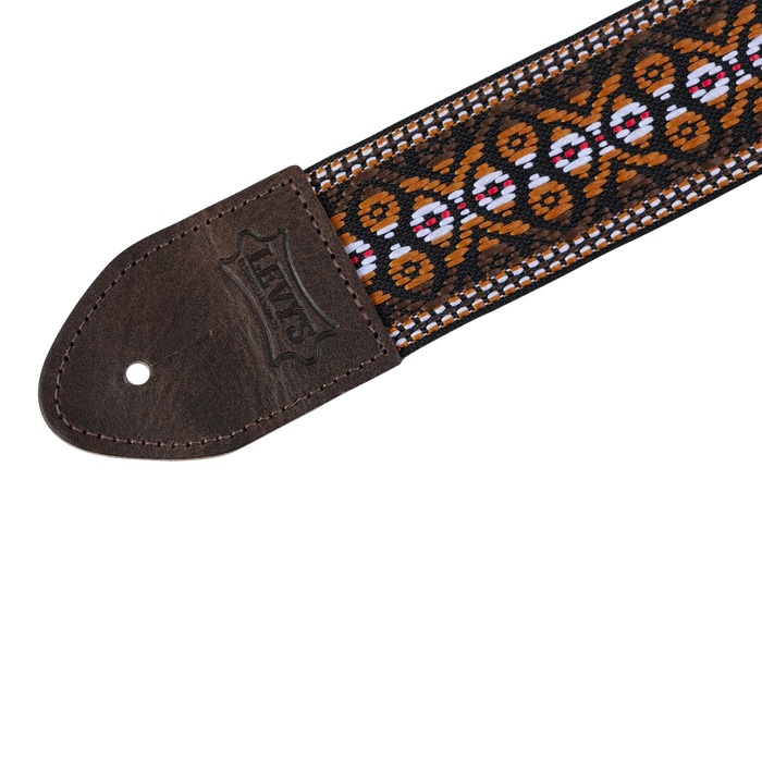 Levy's Vintage Hootenanny Series 2" Wide Jacquard Guitar Strap, Orange