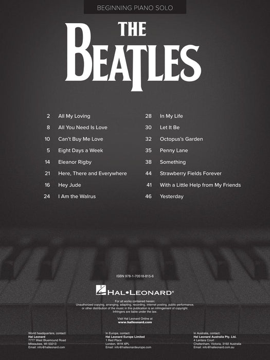 The Beatles for Beginning Piano Solo