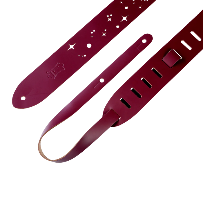 Levy's Punch Out Series 2" Wide Top-Grain Leather Guitar Strap, Burgundy