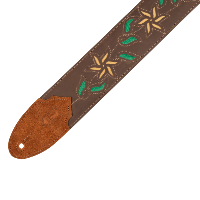 Levy's Leather Flowering Vine Series Guitar Strap,  Dark Brown