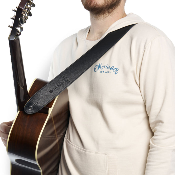 Martin Strap Italian Leather Suede Back, Black