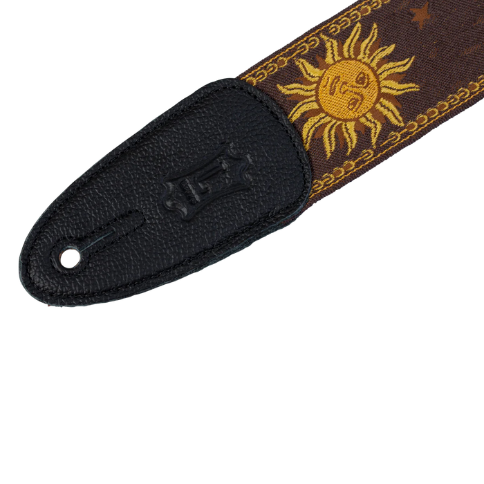 Levy's Sun Motif Series 2" Wide Jacquard Guitar Strap, Brown
