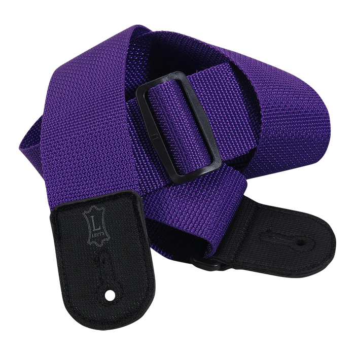 Levy's Single Tone Solid Colored Poly Series 2" Wide Guitar Strap, Purple