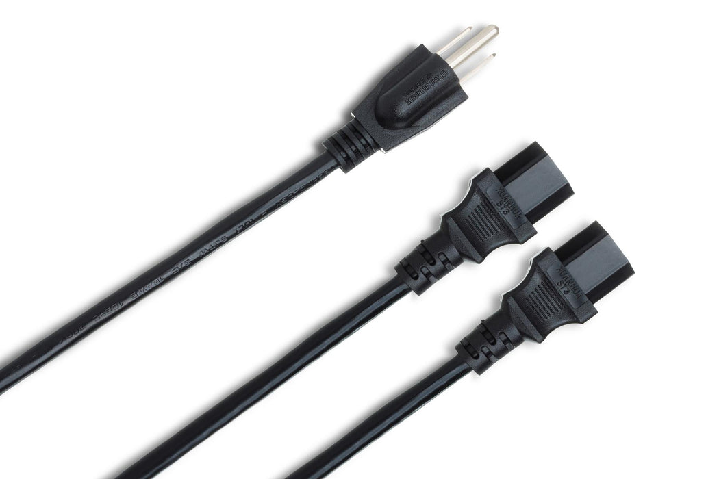 Hosa Power Y Cable, Dual IEC C13 to NEMA 5-15P, 1.5 ft