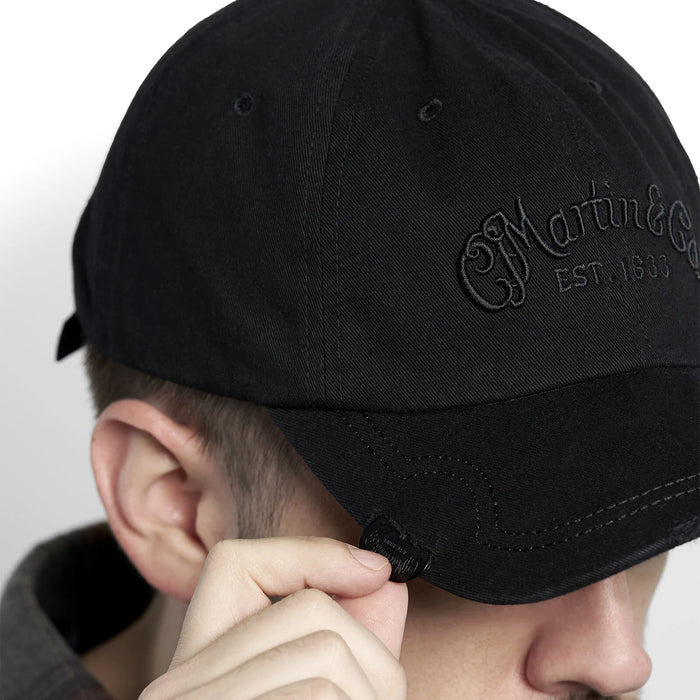 Martin Hat Ball Cap Pick Hat, Black with Black Logo