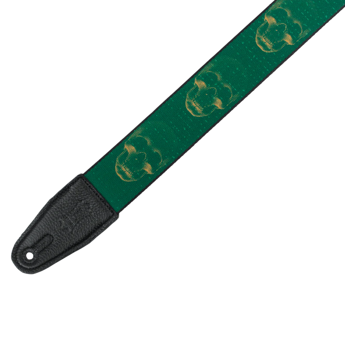 Levy's Skull Series Polyester Guitar Strap, Green & Mustard Skull