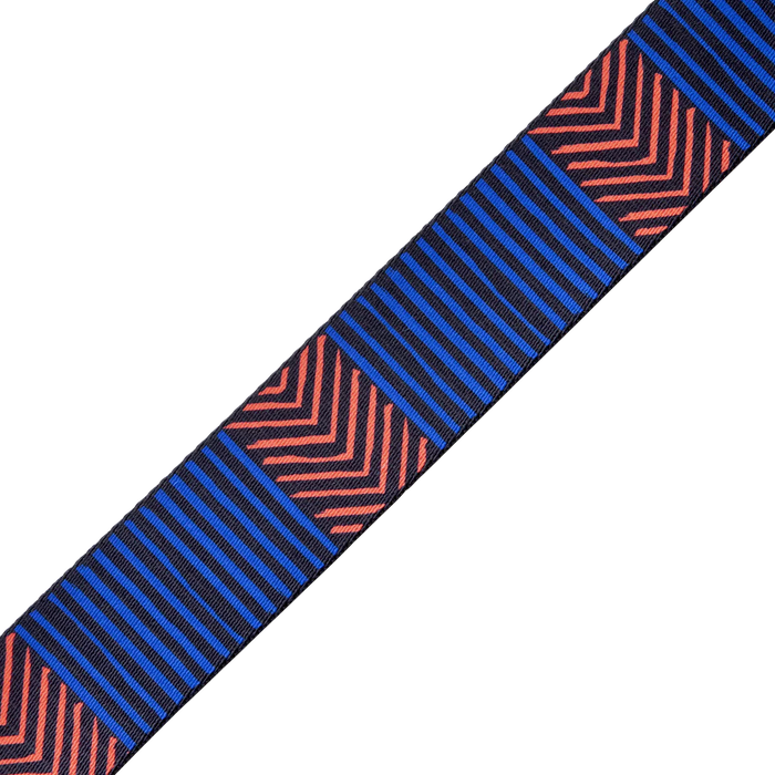 Levy's Tribal Rhythms Series 2" Wide Polyester Guitar Strap, Blue & Red Chevron