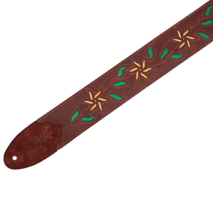 Levy's Leather Flowering Vine Series Leather Strap, Burgundy & Tan