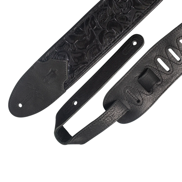 Levy's Sundance Series 3 inch Wide Embossed Leather Guitar Strap, Black Rose