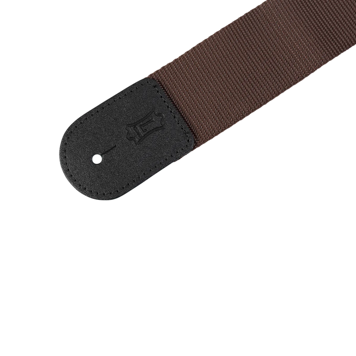 Levy's Single Tone Solid Colored Poly Series 2" Wide Guitar Strap, Brown