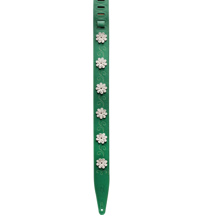 Levy's In Bloom Series 25" Leather Strap with Flower Appliques, Daisy Chain  Green